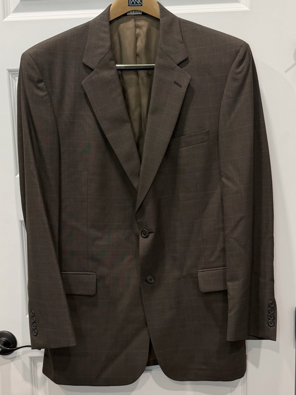 Jos. A. Bank Brown Taupe Checked Two-Button Blazer Size 44L